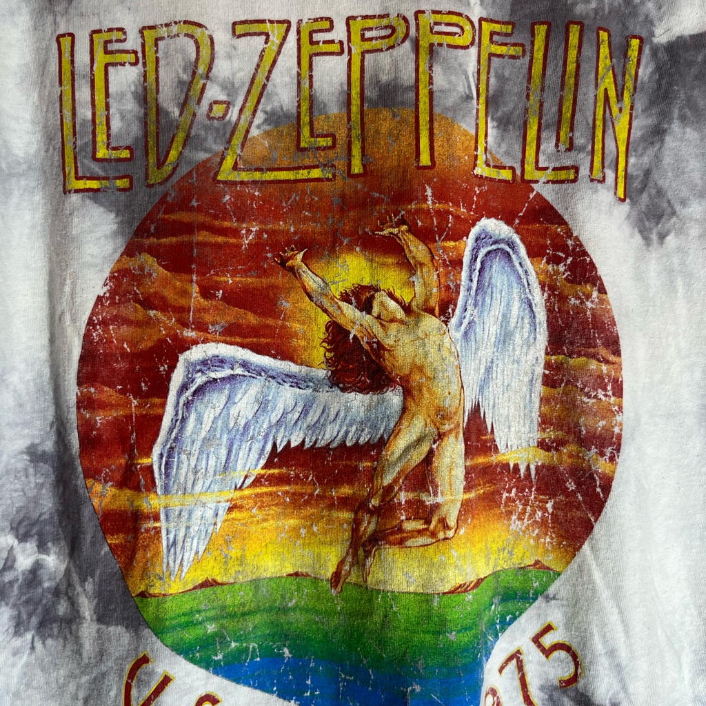 Led Zeppelin 2xlarge Grey Tie Dye Graphic Vintage Preowned Tshirt